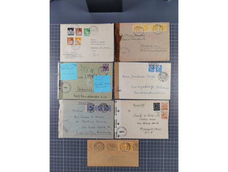 1945/48, umfangreicher Sammlungsbestand mit geschätzt fast 400 Briefen, Karten und Ganzsachen. Dabei sehr viel Auslandspost m