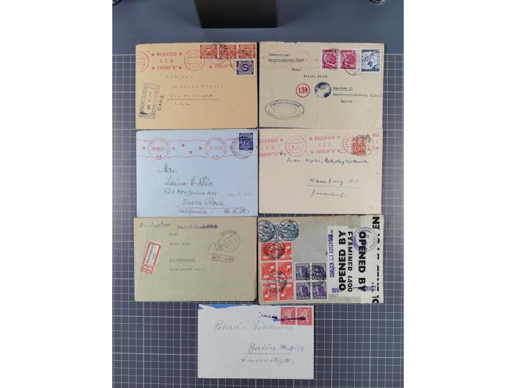 1945/48, umfangreicher Sammlungsbestand mit geschätzt fast 400 Briefen, Karten und Ganzsachen. Dabei sehr viel Auslandspost m