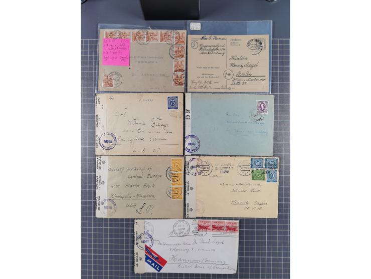 1945/48, umfangreicher Sammlungsbestand mit geschätzt fast 400 Briefen, Karten und Ganzsachen. Dabei sehr viel Auslandspost m