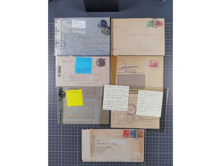 1945/48, umfangreicher Sammlungsbestand mit geschätzt fast 400 Briefen, Karten und Ganzsachen. Dabei sehr viel Auslandspost m