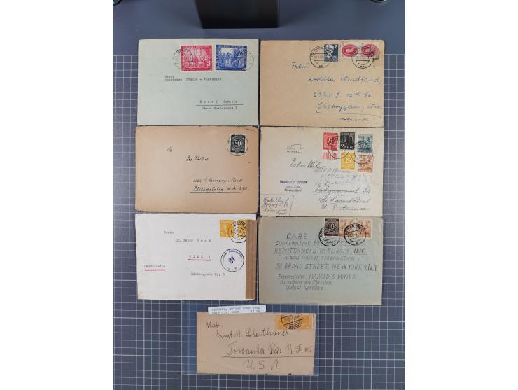 1945/48, umfangreicher Sammlungsbestand mit geschätzt fast 400 Briefen, Karten und Ganzsachen. Dabei sehr viel Auslandspost m