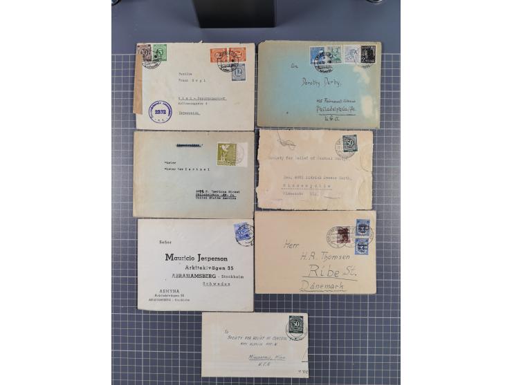 1945/48, umfangreicher Sammlungsbestand mit geschätzt fast 400 Briefen, Karten und Ganzsachen. Dabei sehr viel Auslandspost m