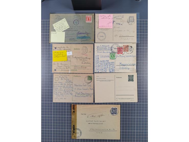 1945/48, umfangreicher Sammlungsbestand mit geschätzt fast 400 Briefen, Karten und Ganzsachen. Dabei sehr viel Auslandspost m