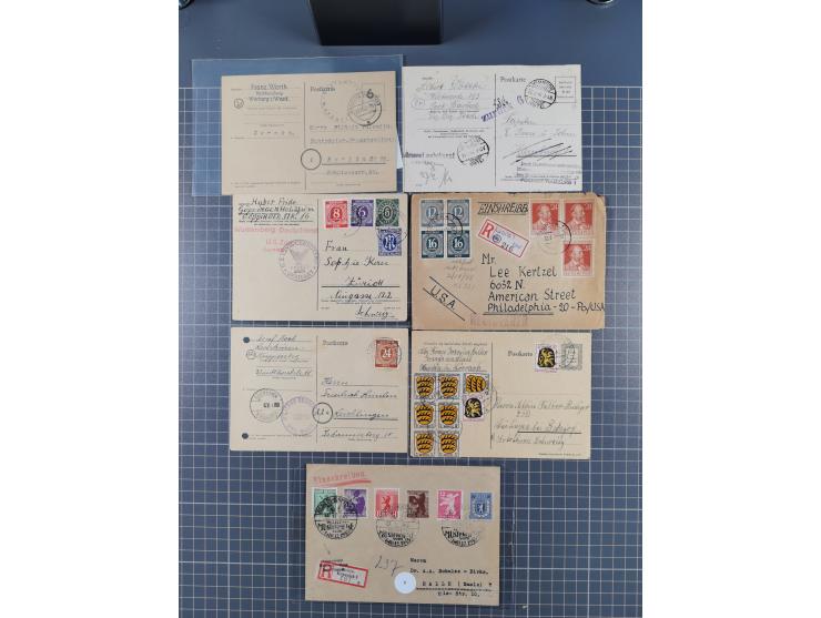 1945/48, umfangreicher Sammlungsbestand mit geschätzt fast 400 Briefen, Karten und Ganzsachen. Dabei sehr viel Auslandspost m
