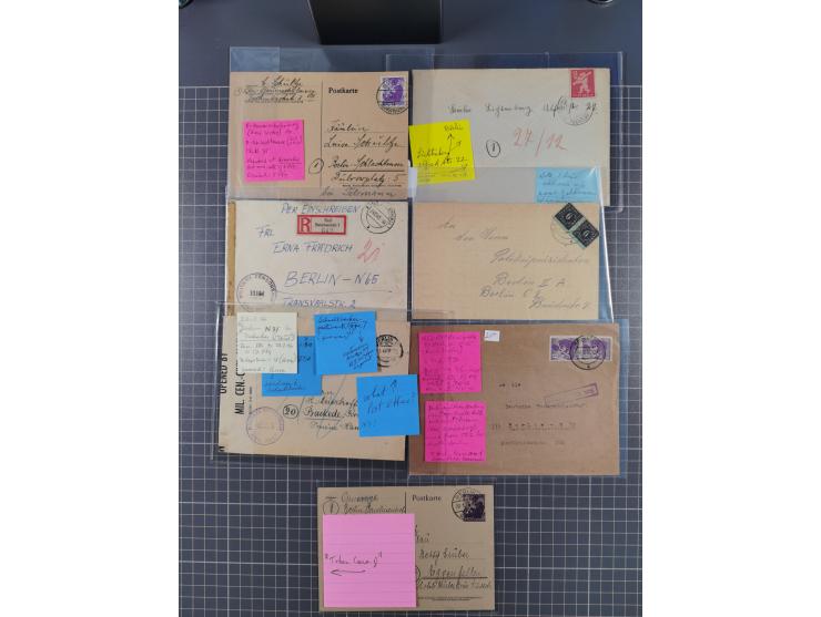1945/48, umfangreicher Sammlungsbestand mit geschätzt fast 400 Briefen, Karten und Ganzsachen. Dabei sehr viel Auslandspost m