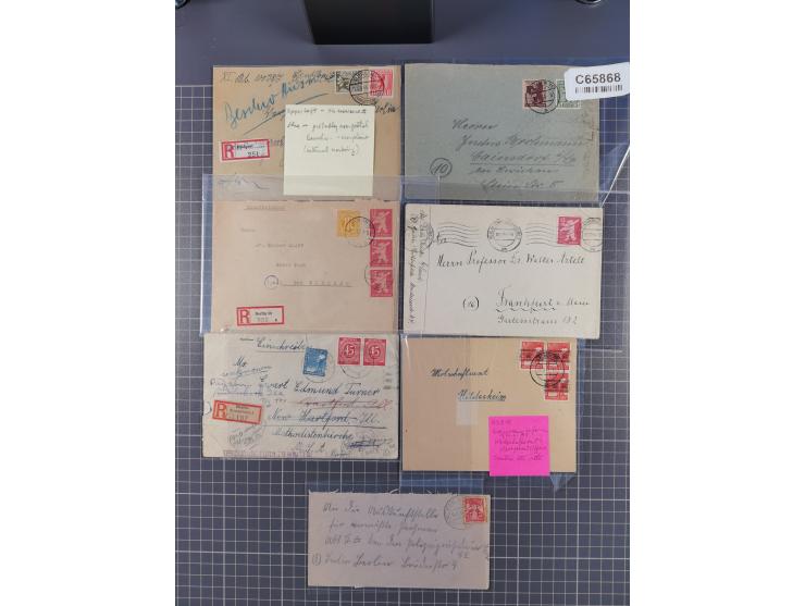 1945/48, umfangreicher Sammlungsbestand mit geschätzt fast 400 Briefen, Karten und Ganzsachen. Dabei sehr viel Auslandspost m