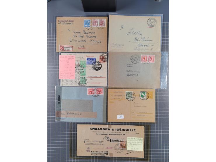 1945/48, umfangreicher Sammlungsbestand mit geschätzt fast 400 Briefen, Karten und Ganzsachen. Dabei sehr viel Auslandspost m