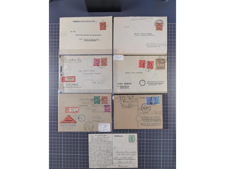 1945/48, umfangreicher Sammlungsbestand mit geschätzt fast 400 Briefen, Karten und Ganzsachen. Dabei sehr viel Auslandspost m