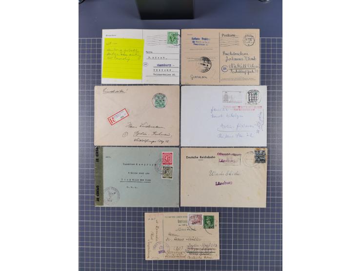 1945/48, umfangreicher Sammlungsbestand mit geschätzt fast 400 Briefen, Karten und Ganzsachen. Dabei sehr viel Auslandspost m