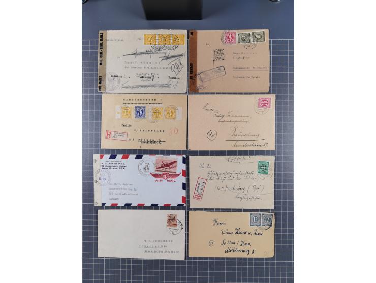 1945/48, umfangreicher Sammlungsbestand mit geschätzt fast 400 Briefen, Karten und Ganzsachen. Dabei sehr viel Auslandspost m