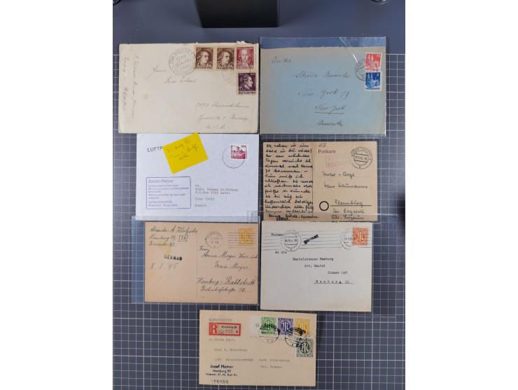 1945/48, umfangreicher Sammlungsbestand mit geschätzt fast 400 Briefen, Karten und Ganzsachen. Dabei sehr viel Auslandspost m