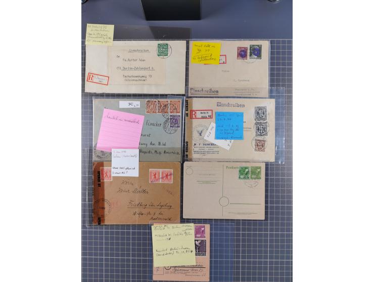 1945/48, umfangreicher Sammlungsbestand mit geschätzt fast 400 Briefen, Karten und Ganzsachen. Dabei sehr viel Auslandspost m