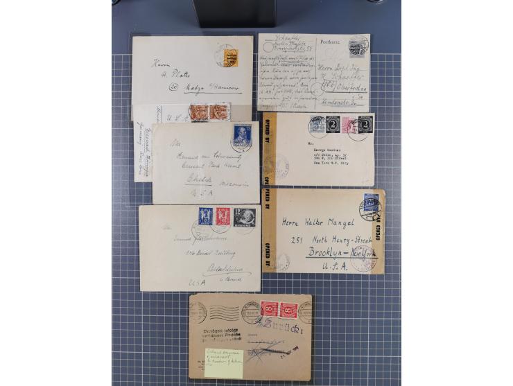 1945/48, umfangreicher Sammlungsbestand mit geschätzt fast 400 Briefen, Karten und Ganzsachen. Dabei sehr viel Auslandspost m