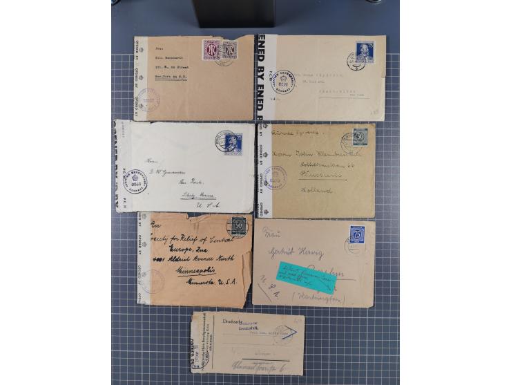 1945/48, umfangreicher Sammlungsbestand mit geschätzt fast 400 Briefen, Karten und Ganzsachen. Dabei sehr viel Auslandspost m
