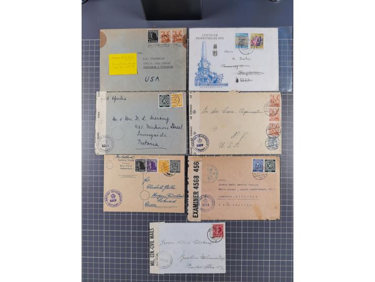 1945/48, umfangreicher Sammlungsbestand mit geschätzt fast 400 Briefen, Karten und Ganzsachen. Dabei sehr viel Auslandspost m