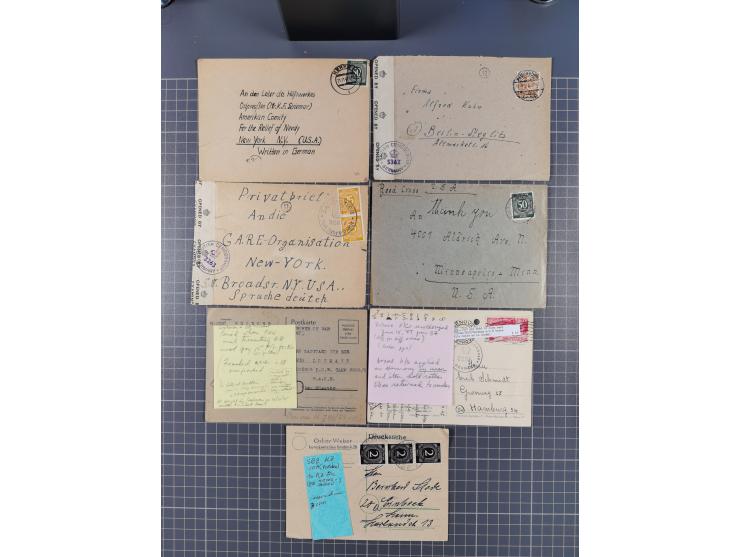 1945/48, umfangreicher Sammlungsbestand mit geschätzt fast 400 Briefen, Karten und Ganzsachen. Dabei sehr viel Auslandspost m