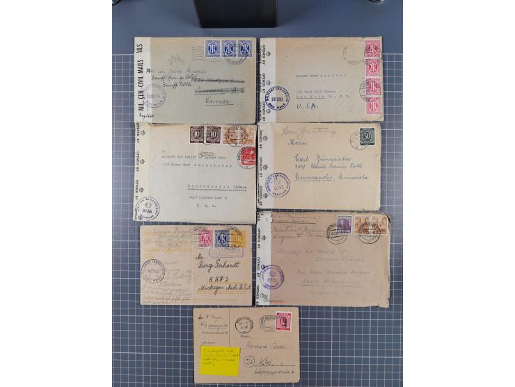 1945/48, umfangreicher Sammlungsbestand mit geschätzt fast 400 Briefen, Karten und Ganzsachen. Dabei sehr viel Auslandspost m
