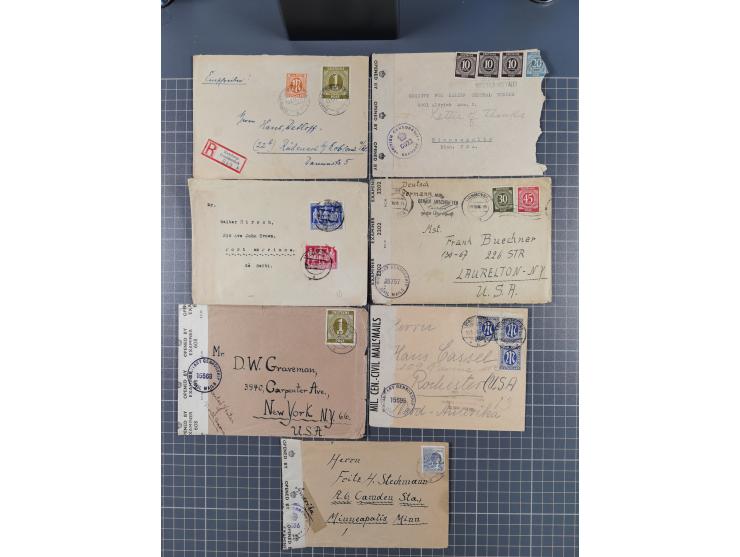 1945/48, umfangreicher Sammlungsbestand mit geschätzt fast 400 Briefen, Karten und Ganzsachen. Dabei sehr viel Auslandspost m