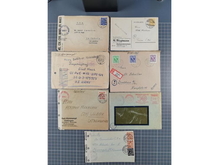 1945/48, umfangreicher Sammlungsbestand mit geschätzt fast 400 Briefen, Karten und Ganzsachen. Dabei sehr viel Auslandspost m