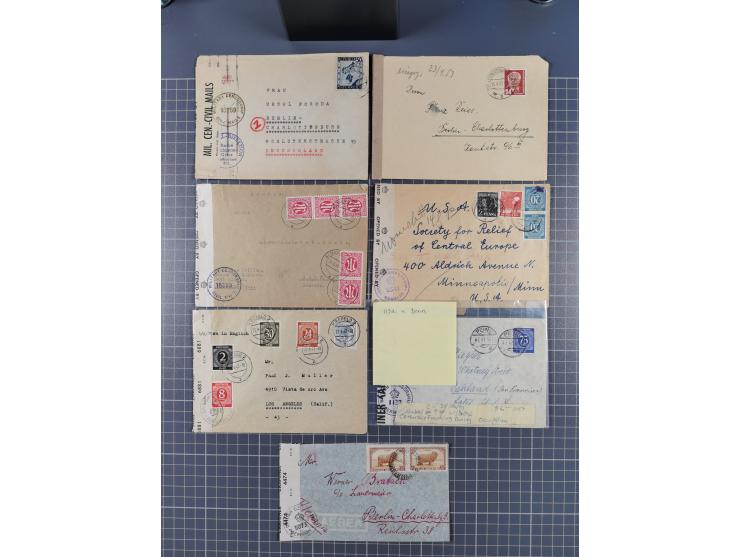 1945/48, umfangreicher Sammlungsbestand mit geschätzt fast 400 Briefen, Karten und Ganzsachen. Dabei sehr viel Auslandspost m