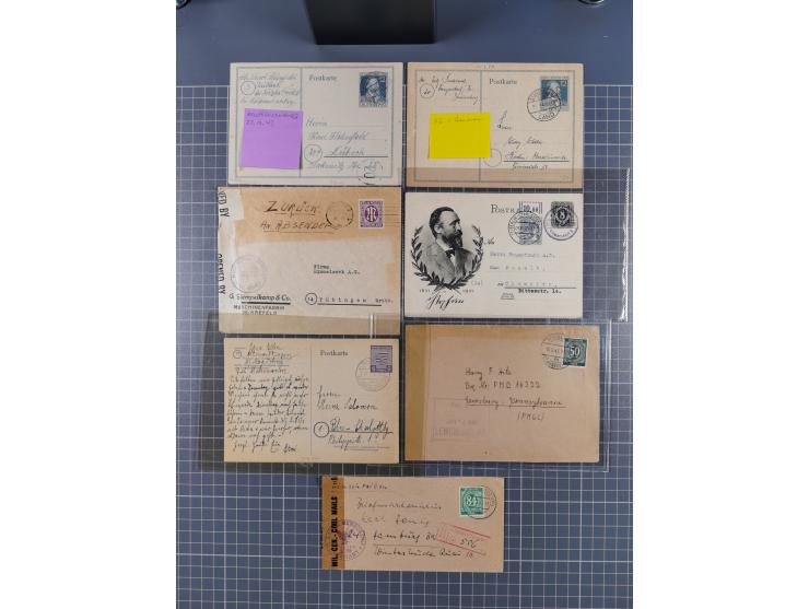 1945/48, umfangreicher Sammlungsbestand mit geschätzt fast 400 Briefen, Karten und Ganzsachen. Dabei sehr viel Auslandspost m