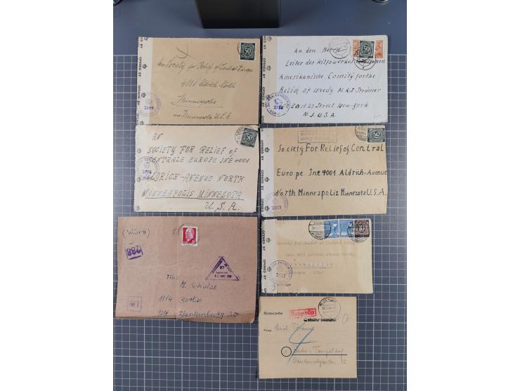 1945/48, umfangreicher Sammlungsbestand mit geschätzt fast 400 Briefen, Karten und Ganzsachen. Dabei sehr viel Auslandspost m