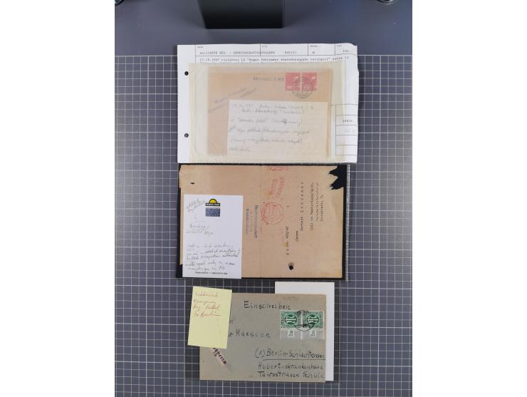 1945/48, umfangreicher Sammlungsbestand mit geschätzt fast 400 Briefen, Karten und Ganzsachen. Dabei sehr viel Auslandspost m