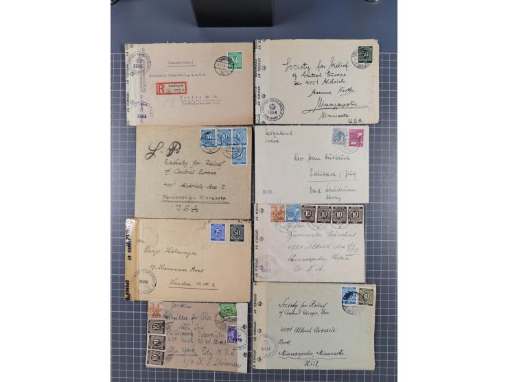 1945/48, umfangreicher Sammlungsbestand mit geschätzt fast 400 Briefen, Karten und Ganzsachen. Dabei sehr viel Auslandspost m