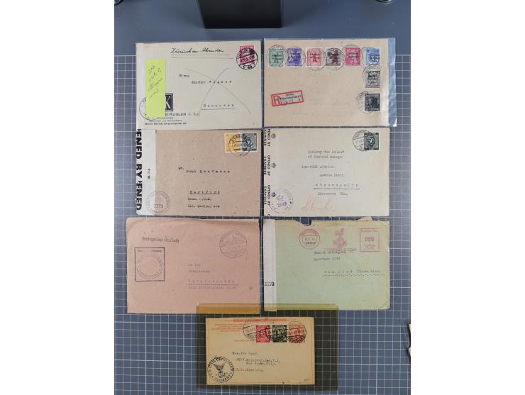 1945/48, umfangreicher Sammlungsbestand mit geschätzt fast 400 Briefen, Karten und Ganzsachen. Dabei sehr viel Auslandspost m