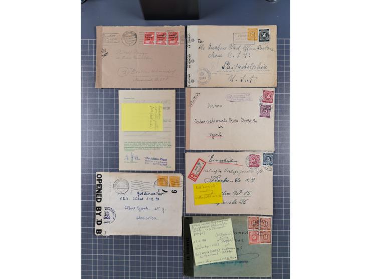 1945/48, umfangreicher Sammlungsbestand mit geschätzt fast 400 Briefen, Karten und Ganzsachen. Dabei sehr viel Auslandspost m