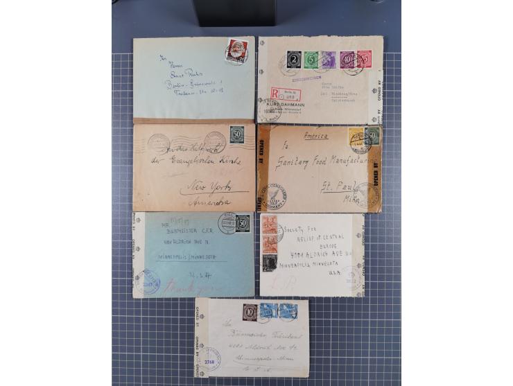 1945/48, umfangreicher Sammlungsbestand mit geschätzt fast 400 Briefen, Karten und Ganzsachen. Dabei sehr viel Auslandspost m