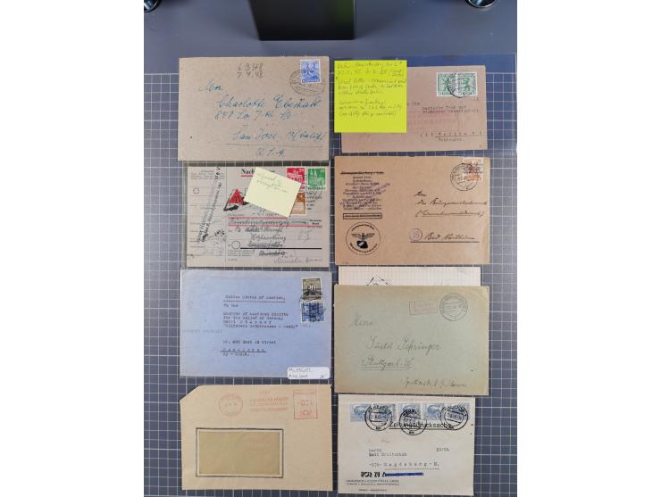 1945/48, umfangreicher Sammlungsbestand mit geschätzt fast 400 Briefen, Karten und Ganzsachen. Dabei sehr viel Auslandspost m