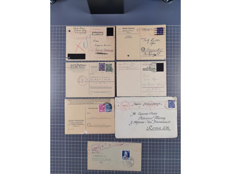 1945/48, umfangreicher Sammlungsbestand mit geschätzt fast 400 Briefen, Karten und Ganzsachen. Dabei sehr viel Auslandspost m