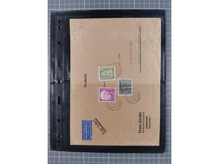 1949/94, fast 40 Briefe und Karten mit Schwerpunkt bei den Posthorn- und Heuss-Frankaturen. Dabei interessante Luftpost-Frank