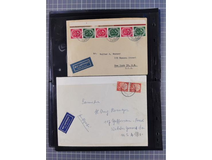 1949/94, fast 40 Briefe und Karten mit Schwerpunkt bei den Posthorn- und Heuss-Frankaturen. Dabei interessante Luftpost-Frank