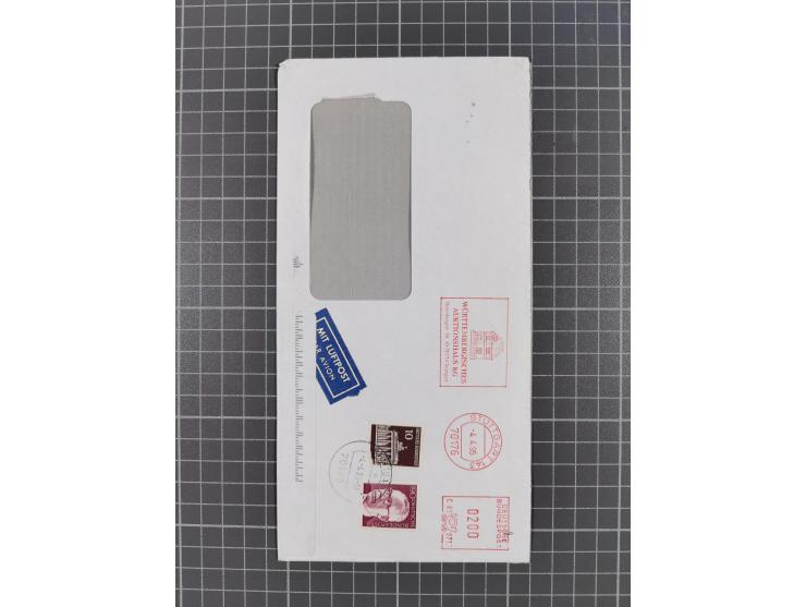 1949/94, fast 40 Briefe und Karten mit Schwerpunkt bei den Posthorn- und Heuss-Frankaturen. Dabei interessante Luftpost-Frank