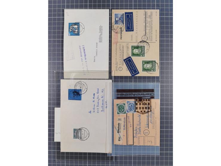 1949/94, fast 40 Briefe und Karten mit Schwerpunkt bei den Posthorn- und Heuss-Frankaturen. Dabei interessante Luftpost-Frank