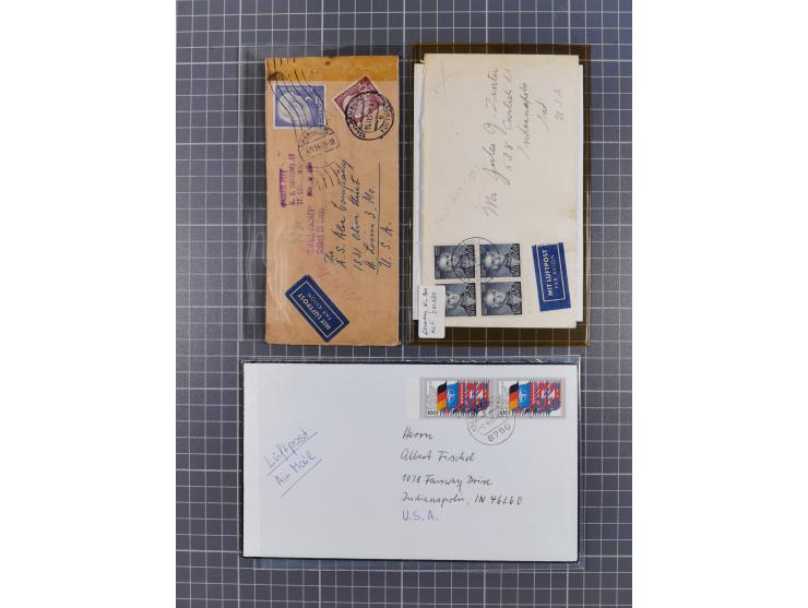 1949/94, fast 40 Briefe und Karten mit Schwerpunkt bei den Posthorn- und Heuss-Frankaturen. Dabei interessante Luftpost-Frank