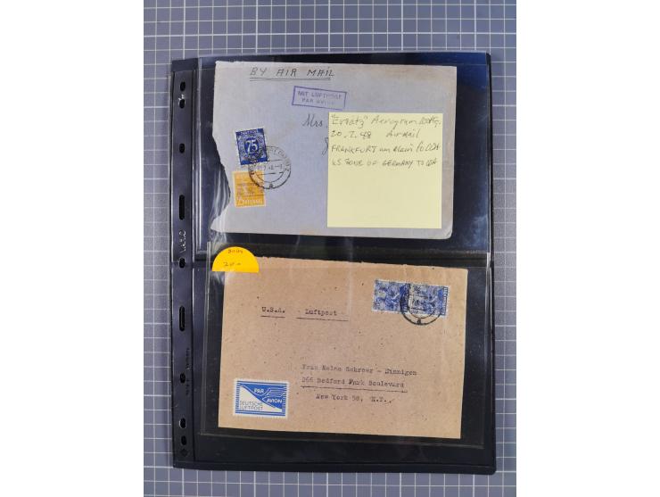 1948, fast 30 Briefe und Karten mit Band/Netz-Frankaturen, dabei meist Briefe in die USA mit u.a. sieben Luftpost-Ersatz-Aero