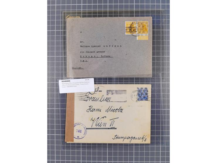 1948, fast 30 Briefe und Karten mit Band/Netz-Frankaturen, dabei meist Briefe in die USA mit u.a. sieben Luftpost-Ersatz-Aero