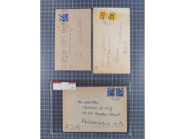 1948, fast 30 Briefe und Karten mit Band/Netz-Frankaturen, dabei meist Briefe in die USA mit u.a. sieben Luftpost-Ersatz-Aero
