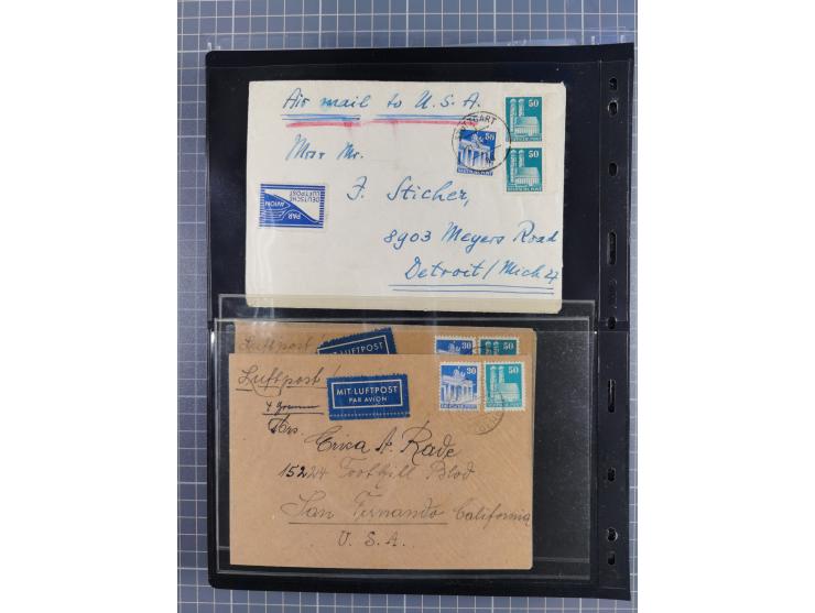 1948/49, ca. 80 Briefe,Karten und Ganzsachen mit Bauten-Frankaturen, dabei oft Auslandspost mit vielen Luftpost-Frankaturen i