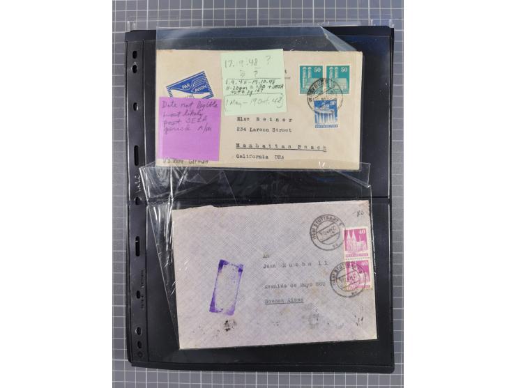 1948/49, ca. 80 Briefe,Karten und Ganzsachen mit Bauten-Frankaturen, dabei oft Auslandspost mit vielen Luftpost-Frankaturen i