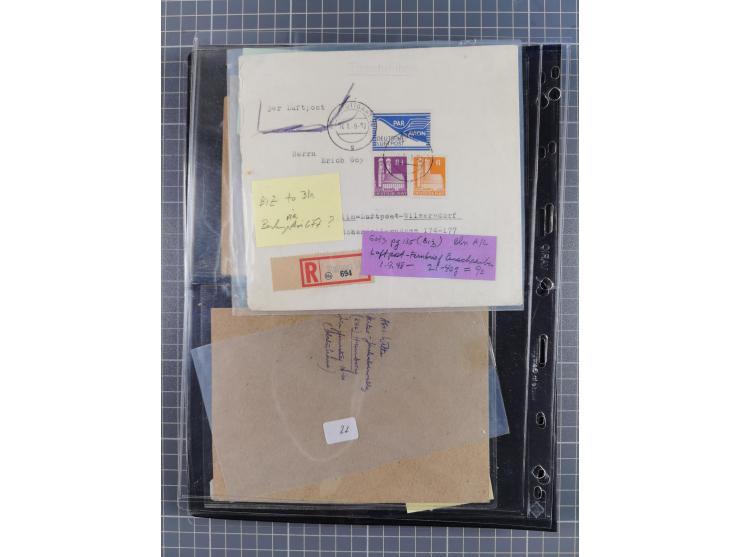 1948/49, ca. 80 Briefe,Karten und Ganzsachen mit Bauten-Frankaturen, dabei oft Auslandspost mit vielen Luftpost-Frankaturen i