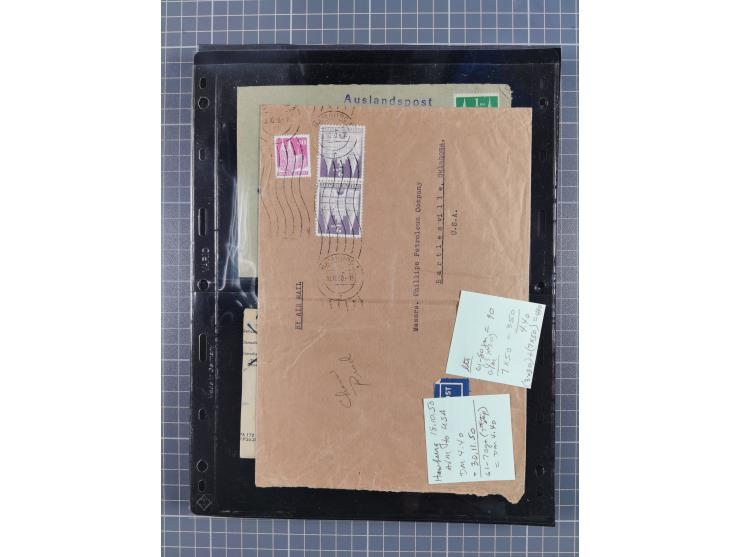 1948/49, ca. 80 Briefe,Karten und Ganzsachen mit Bauten-Frankaturen, dabei oft Auslandspost mit vielen Luftpost-Frankaturen i