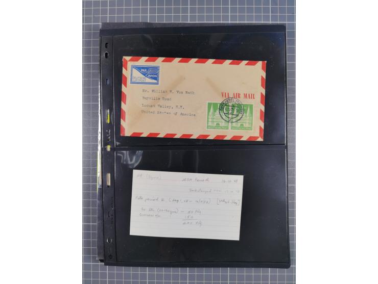 1948/49, ca. 80 Briefe,Karten und Ganzsachen mit Bauten-Frankaturen, dabei oft Auslandspost mit vielen Luftpost-Frankaturen i