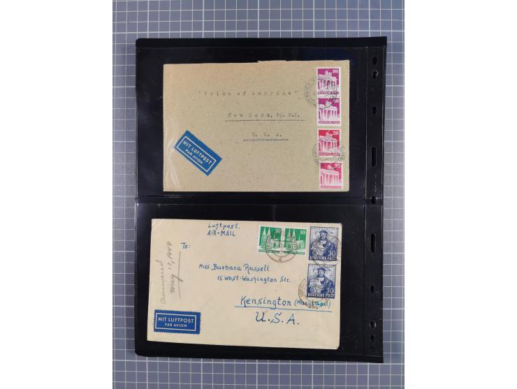 1948/49, ca. 80 Briefe,Karten und Ganzsachen mit Bauten-Frankaturen, dabei oft Auslandspost mit vielen Luftpost-Frankaturen i