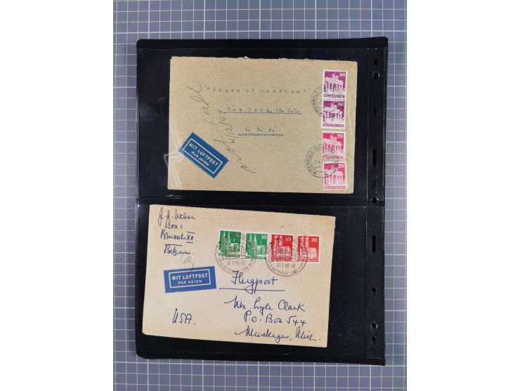 1948/49, ca. 80 Briefe,Karten und Ganzsachen mit Bauten-Frankaturen, dabei oft Auslandspost mit vielen Luftpost-Frankaturen i