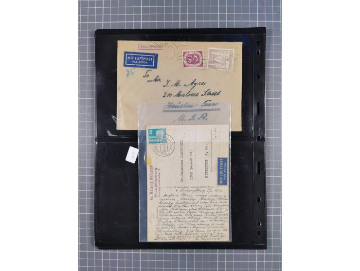 1948/49, ca. 80 Briefe,Karten und Ganzsachen mit Bauten-Frankaturen, dabei oft Auslandspost mit vielen Luftpost-Frankaturen i