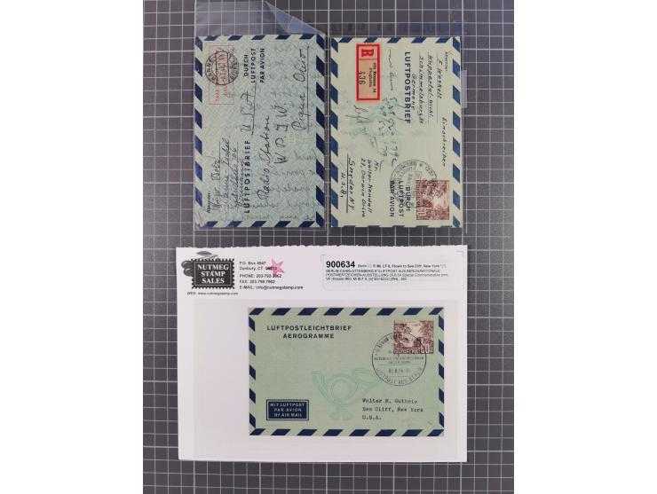 Ganzsachen: 1948/54, über 30 Luftpostleichtbriefe mit vielen Exemplaren gebraucht aus dem Bedarf, dabei u.a. Bund mit 10x Mi.